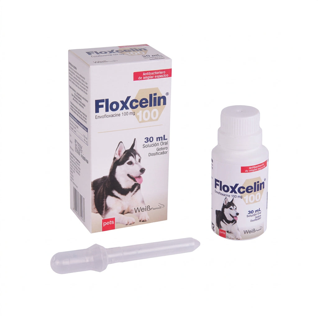 Floxcelin 30 ml – Antibacteriano de Amplio Espectro para Perros y Gatos (Gotero / Suspensión Oral)