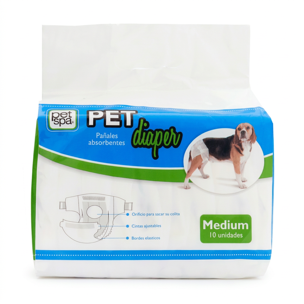 Pañales Desechables Pet Diaper Talla M  x 10 unidades