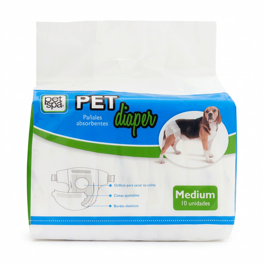 Pañales Desechables Pet Diaper Talla M  x 10 unidades