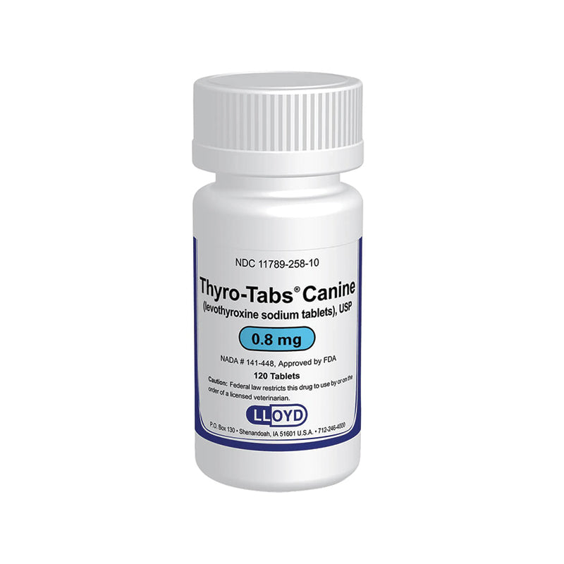 Thyro Tabs 0.8 mg es el tratamiento para hipotiroidismo en perros que mejora metabolismo, energía y pelaje. Fórmula segura y aprobada por la USP.